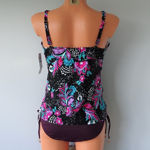 ANNE COLE 2Pc Floral Twist Tankini Set NWT - Picture 4 of 6